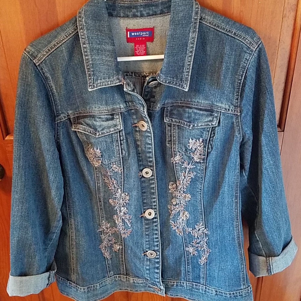 Denim bejeweled jacket